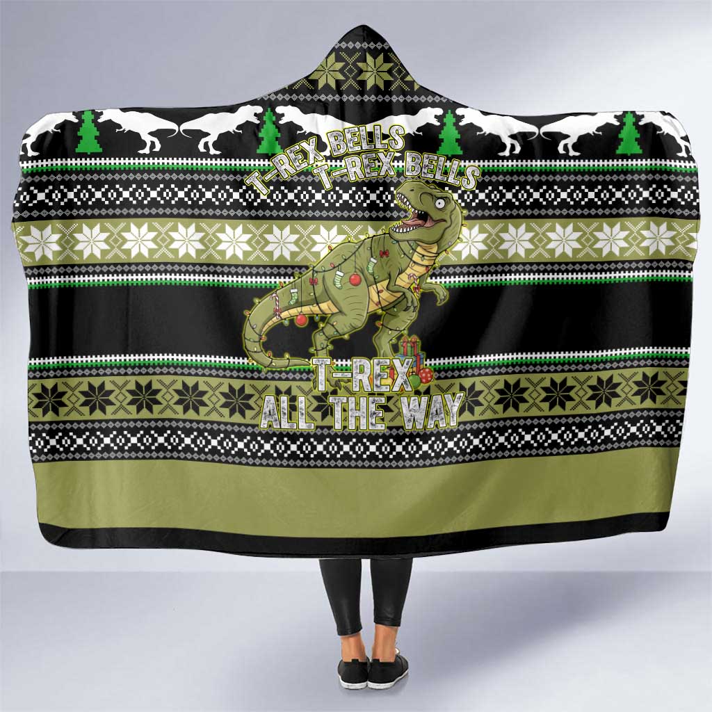Christmas T Rex Tree Hooded Blanket Xmas Holiday Patterns - Wonder Print Shop