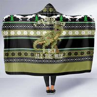 Christmas T Rex Tree Hooded Blanket Xmas Holiday Patterns - Wonder Print Shop
