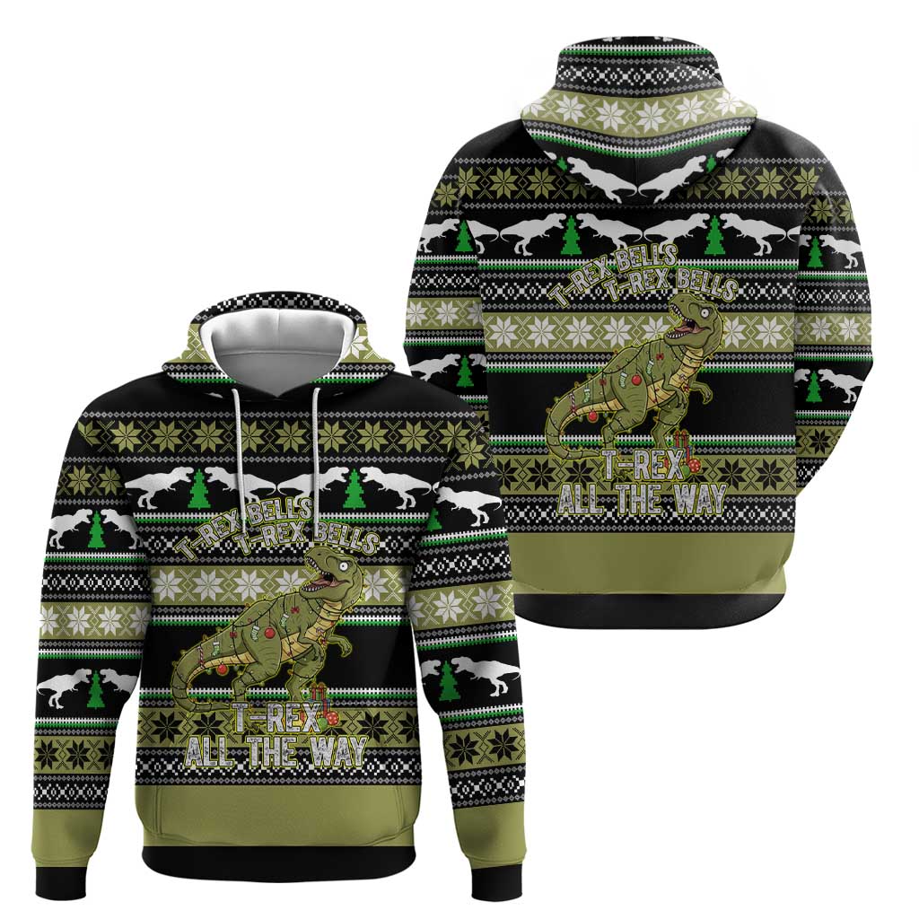 Christmas T Rex Tree Hoodie Xmas Holiday Patterns - Wonder Print Shop
