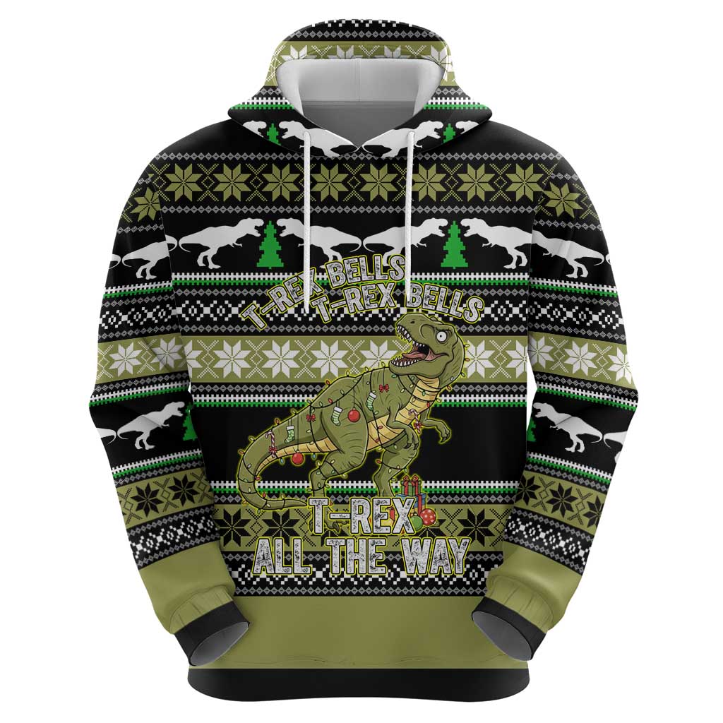Christmas T Rex Tree Hoodie Xmas Holiday Patterns - Wonder Print Shop