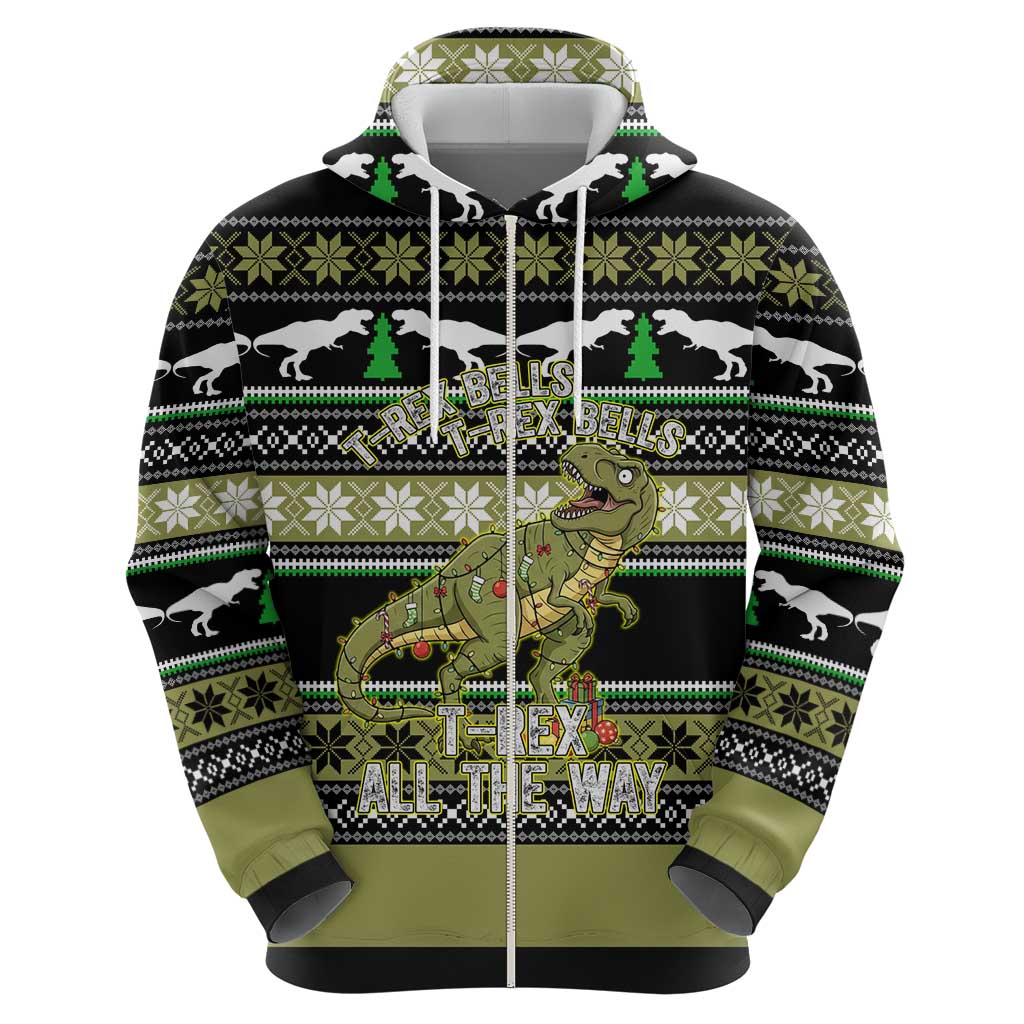 Christmas T Rex Tree Hoodie Xmas Holiday Patterns - Wonder Print Shop