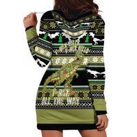 Christmas T Rex Tree Hoodie Dress Xmas Holiday Patterns - Wonder Print Shop
