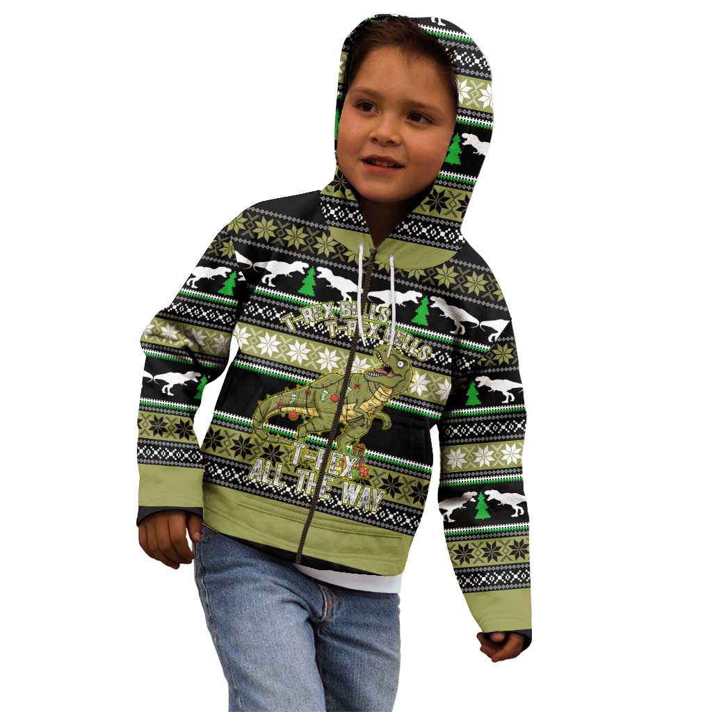 Christmas T Rex Tree Kid Hoodie Xmas Holiday Patterns - Wonder Print Shop