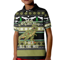 Christmas T Rex Tree Kid Polo Shirt Xmas Holiday Patterns - Wonder Print Shop
