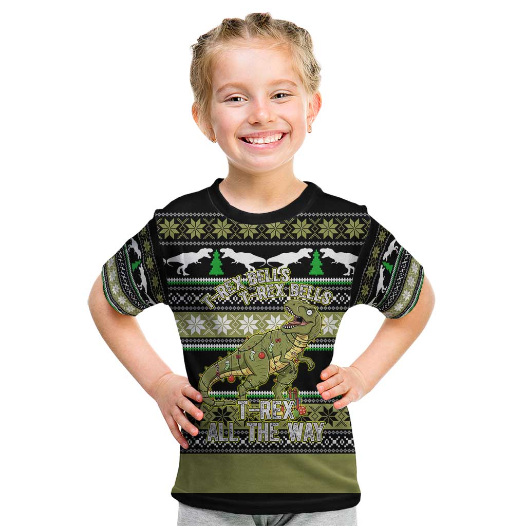 Christmas T Rex Tree Kid T Shirt Xmas Holiday Patterns - Wonder Print Shop