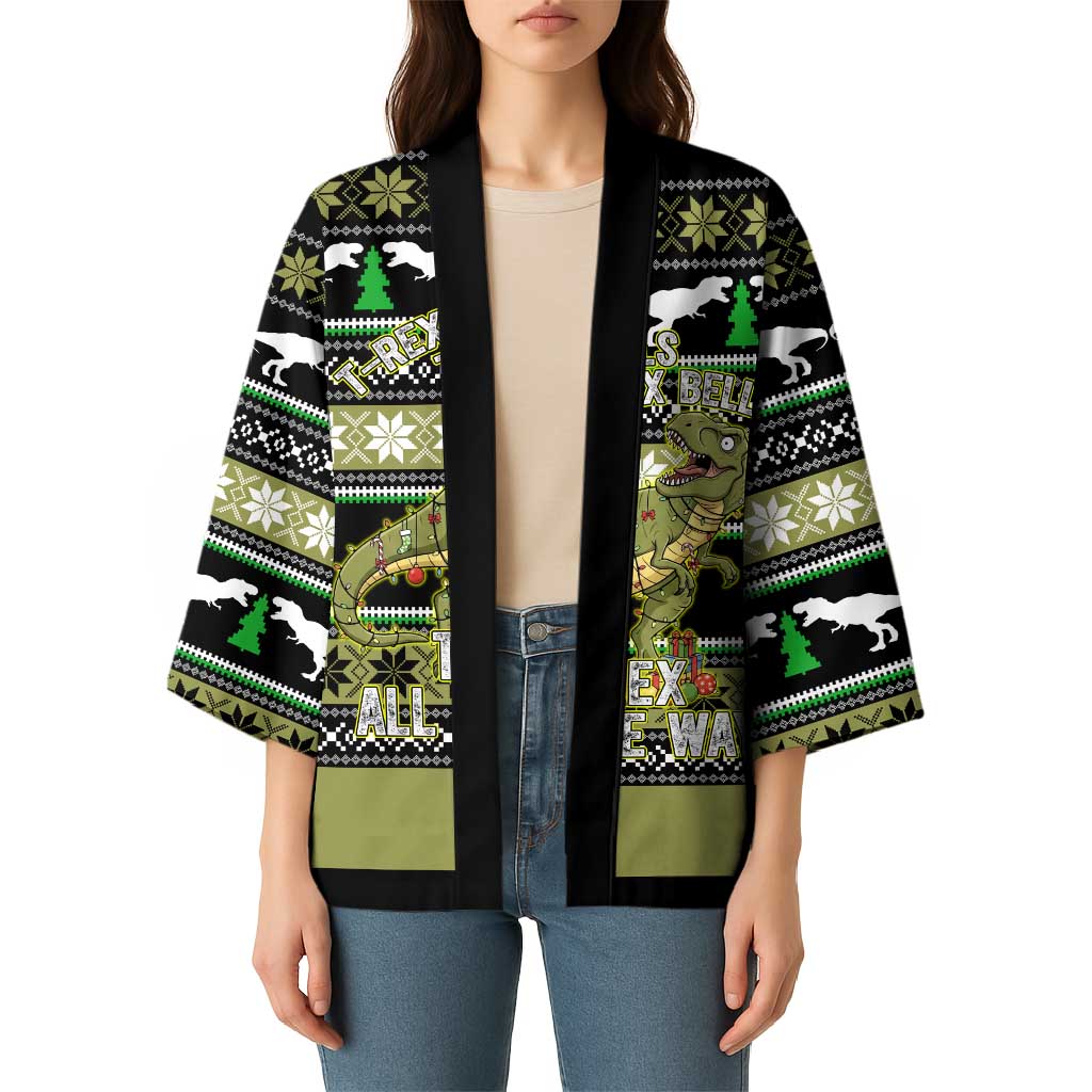 Christmas T Rex Tree Kimono Xmas Holiday Patterns - Wonder Print Shop