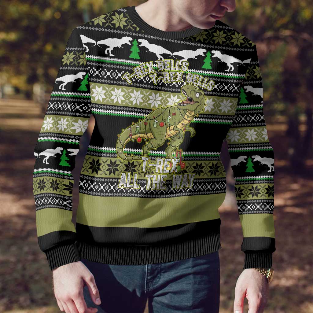 Christmas T Rex Tree Ugly Christmas Sweater Xmas Holiday Patterns - Wonder Print Shop