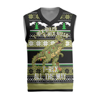 Christmas T Rex Tree Christmas Knitted V-Neck Vest Xmas Holiday Patterns - Wonder Print Shop