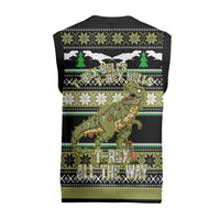 Christmas T Rex Tree Christmas Knitted V-Neck Vest Xmas Holiday Patterns - Wonder Print Shop