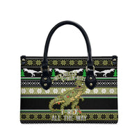 Christmas T Rex Tree Leather Bag Xmas Holiday Patterns - Wonder Print Shop
