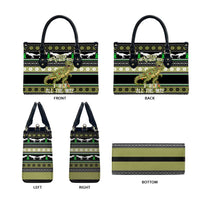 Christmas T Rex Tree Leather Bag Xmas Holiday Patterns - Wonder Print Shop