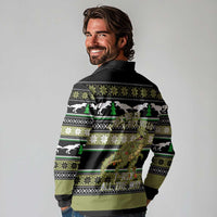 Christmas T Rex Tree Long Sleeve Polo Shirt Xmas Holiday Patterns - Wonder Print Shop