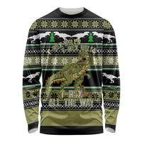 Christmas T Rex Tree Long Sleeve Shirt Xmas Holiday Patterns - Wonder Print Shop