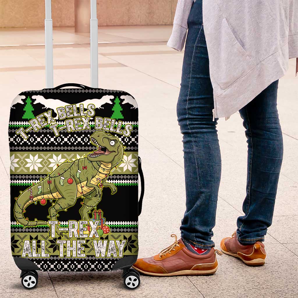 Christmas T Rex Tree Luggage Cover Xmas Holiday Patterns - Wonder Print Shop