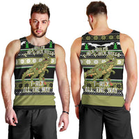 Christmas T Rex Tree Men Tank Top Xmas Holiday Patterns - Wonder Print Shop