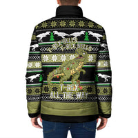 Christmas T Rex Tree Padded Jacket Xmas Holiday Patterns - Wonder Print Shop