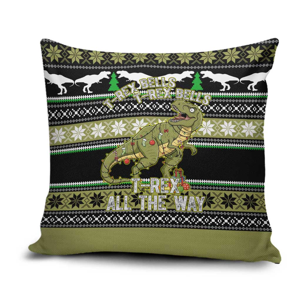 Christmas T Rex Tree Pillow Cover Xmas Holiday Patterns - Wonder Print Shop