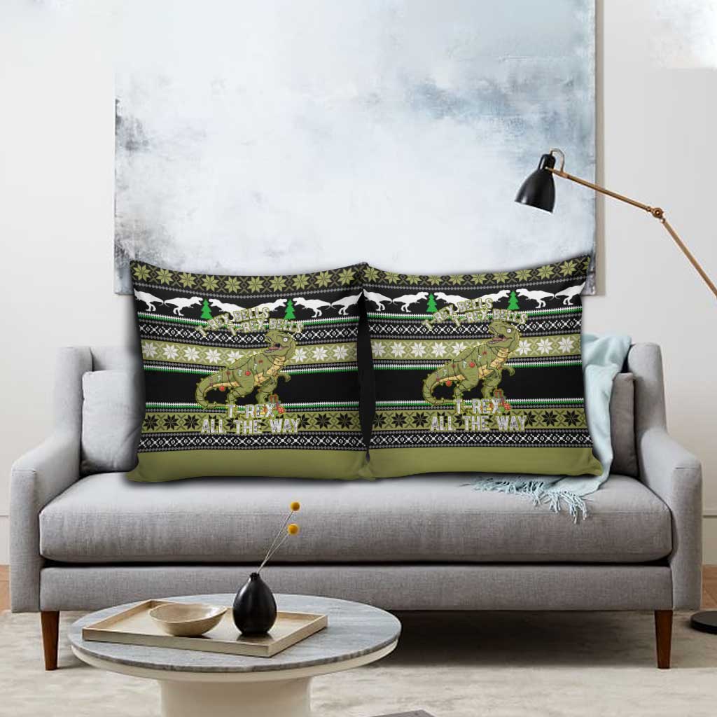 Christmas T Rex Tree Pillow Cover Xmas Holiday Patterns - Wonder Print Shop