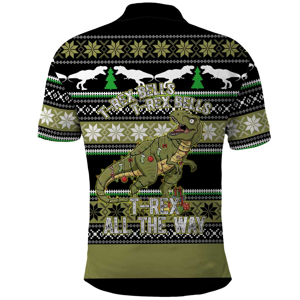Christmas T Rex Tree Polo Shirt Xmas Holiday Patterns - Wonder Print Shop