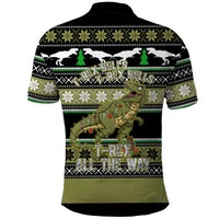 Christmas T Rex Tree Polo Shirt Xmas Holiday Patterns - Wonder Print Shop