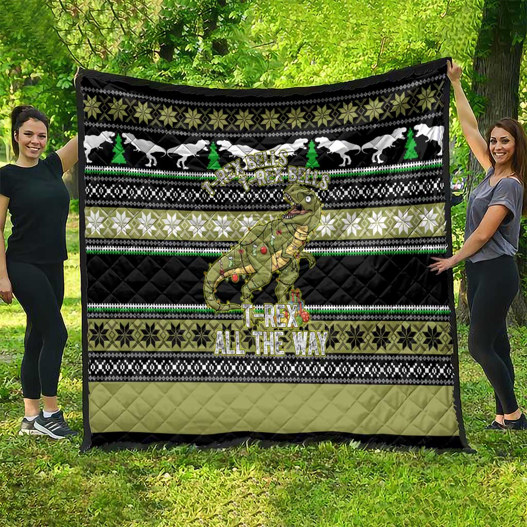 Christmas T Rex Tree Quilt Xmas Holiday Patterns - Wonder Print Shop