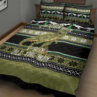 Christmas T Rex Tree Quilt Bed Set Xmas Holiday Patterns - Wonder Print Shop