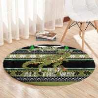 Christmas T Rex Tree Round Carpet Xmas Holiday Patterns - Wonder Print Shop