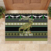 Christmas T Rex Tree Rubber Doormat Xmas Holiday Patterns - Wonder Print Shop