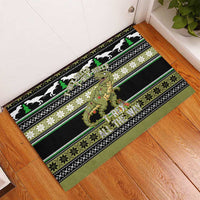 Christmas T Rex Tree Rubber Doormat Xmas Holiday Patterns - Wonder Print Shop