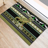 Christmas T Rex Tree Rubber Doormat Xmas Holiday Patterns - Wonder Print Shop