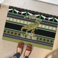Christmas T Rex Tree Rubber Doormat Xmas Holiday Patterns - Wonder Print Shop