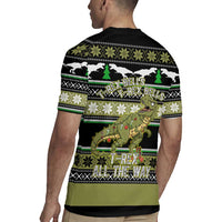 Christmas T Rex Tree Rugby Jersey Xmas Holiday Patterns - Wonder Print Shop