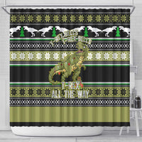 Christmas T Rex Tree Shower Curtain Xmas Holiday Patterns - Wonder Print Shop