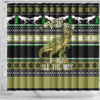 Christmas T Rex Tree Shower Curtain Xmas Holiday Patterns - Wonder Print Shop