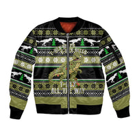 Christmas T Rex Tree Sleeve Zip Bomber Jacket Xmas Holiday Patterns - Wonder Print Shop