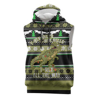 Christmas T Rex Tree Sleeveless Hoodie Xmas Holiday Patterns - Wonder Print Shop