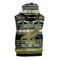 Christmas T Rex Tree Sleeveless Hoodie Xmas Holiday Patterns - Wonder Print Shop