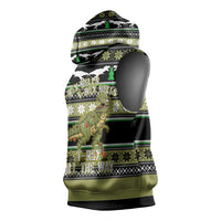 Christmas T Rex Tree Sleeveless Hoodie Xmas Holiday Patterns - Wonder Print Shop