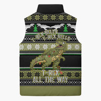 Christmas T Rex Tree Sleeveless Puffer Jacket Xmas Holiday Patterns - Wonder Print Shop