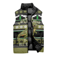 Christmas T Rex Tree Sleeveless Puffer Jacket Xmas Holiday Patterns - Wonder Print Shop