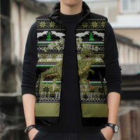 Christmas T Rex Tree Sleeveless Puffer Jacket Xmas Holiday Patterns - Wonder Print Shop