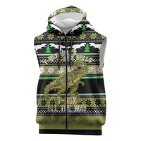 Christmas T Rex Tree Sleeveless Zip Hoodie Xmas Holiday Patterns - Wonder Print Shop