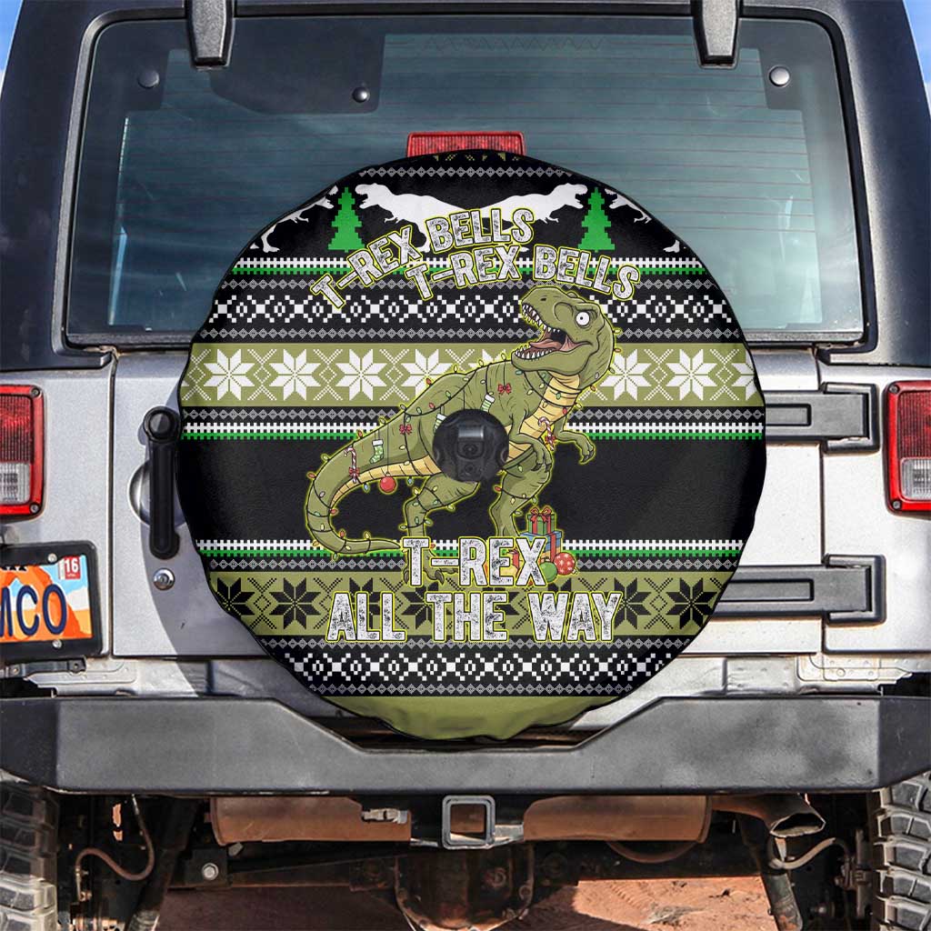 Christmas T Rex Tree Spare Tire Cover Xmas Holiday Patterns - Wonder Print Shop