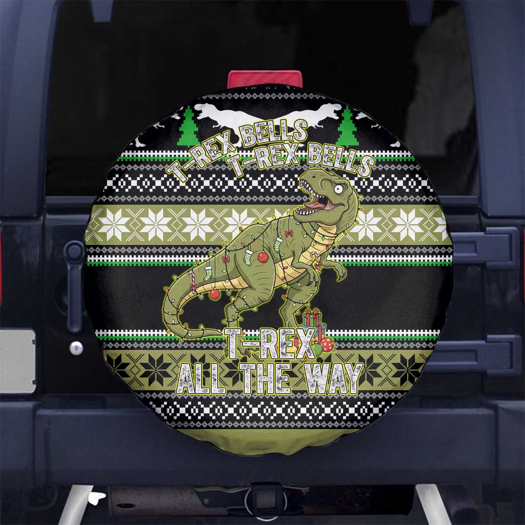 Christmas T Rex Tree Spare Tire Cover Xmas Holiday Patterns - Wonder Print Shop
