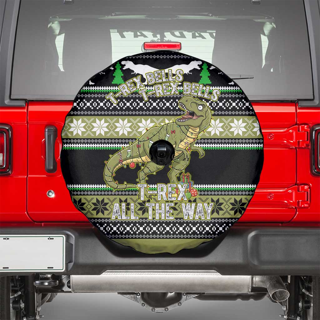 Christmas T Rex Tree Spare Tire Cover Xmas Holiday Patterns - Wonder Print Shop