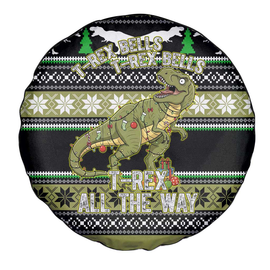 Christmas T Rex Tree Spare Tire Cover Xmas Holiday Patterns - Wonder Print Shop