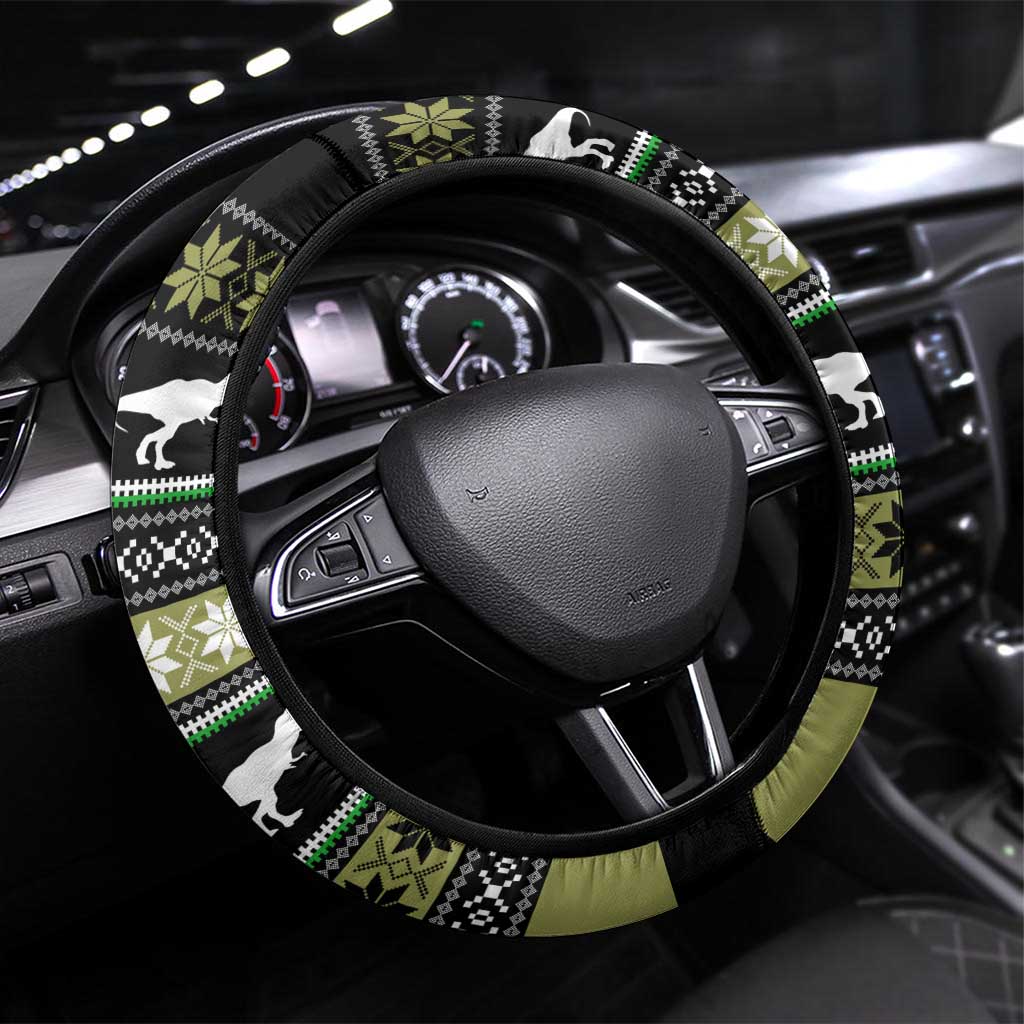 Christmas T Rex Tree Steering Wheel Cover Xmas Holiday Patterns - Wonder Print Shop