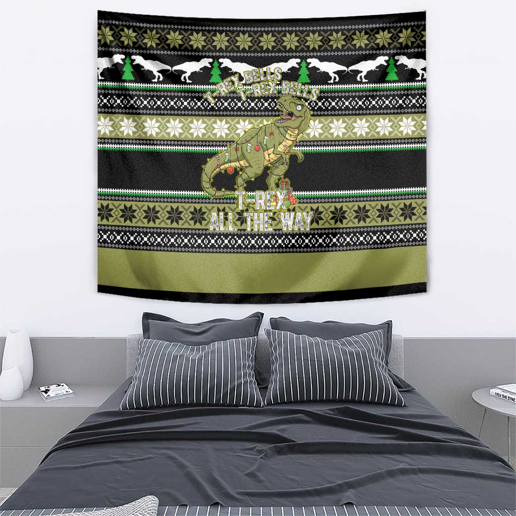 Christmas T Rex Tree Tapestry Xmas Holiday Patterns - Wonder Print Shop