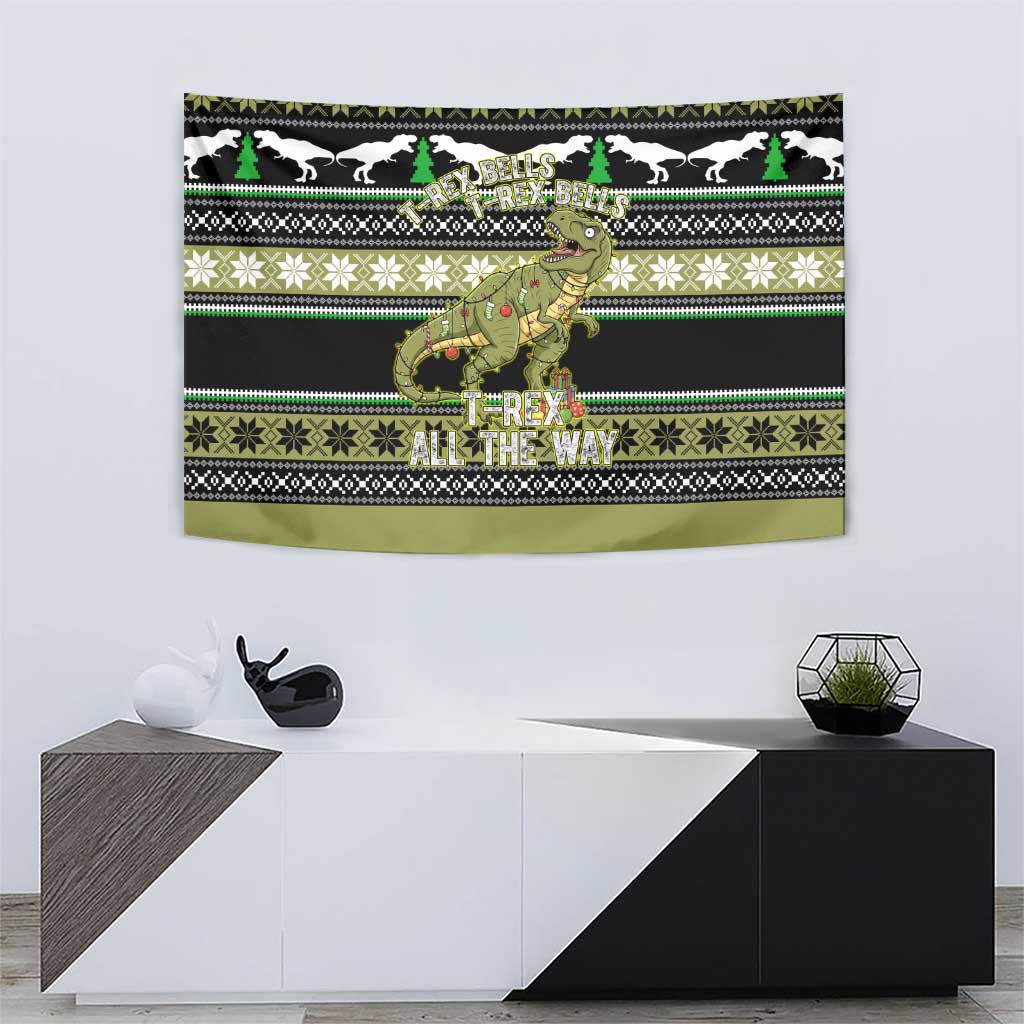 Christmas T Rex Tree Tapestry Xmas Holiday Patterns - Wonder Print Shop