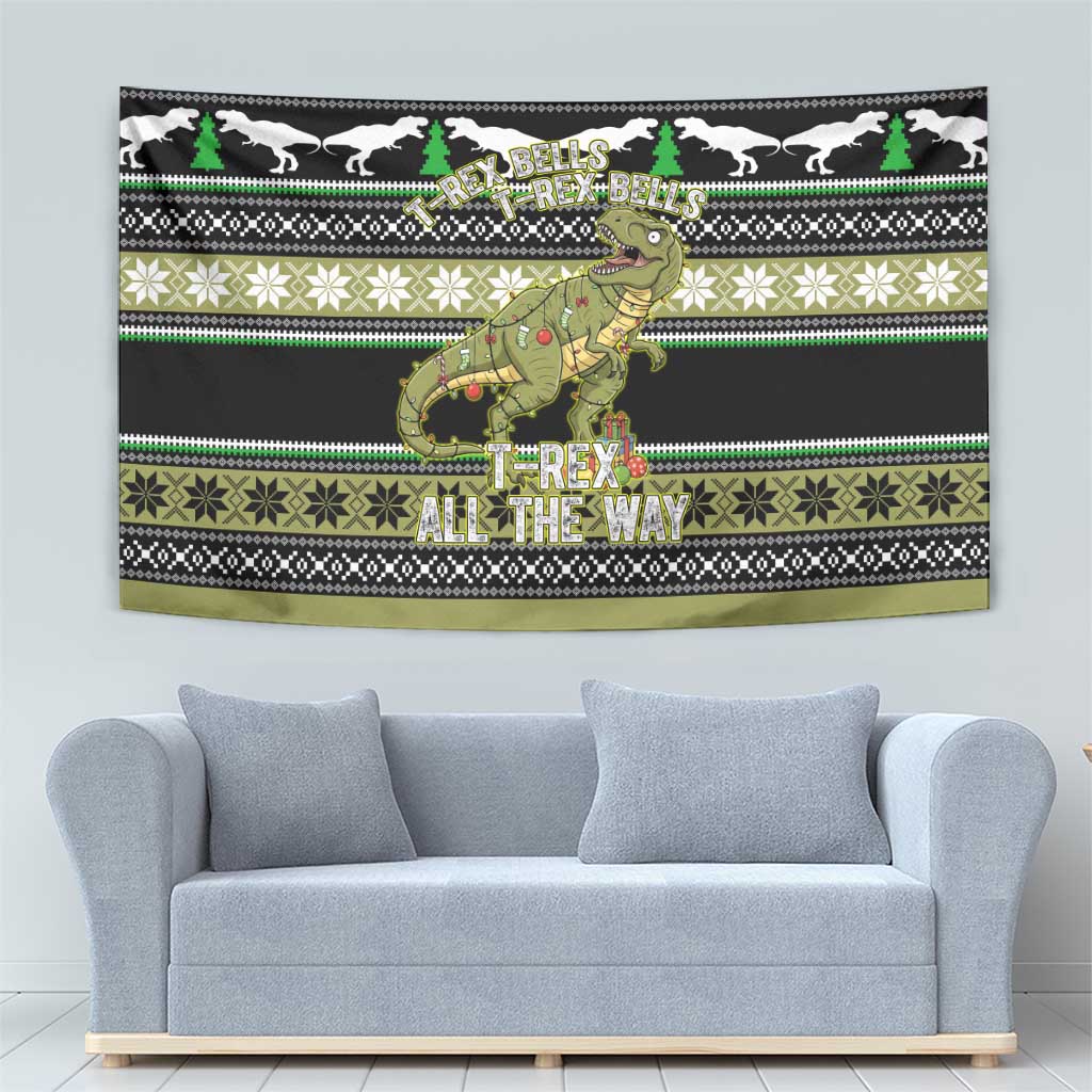 Christmas T Rex Tree Tapestry Xmas Holiday Patterns - Wonder Print Shop